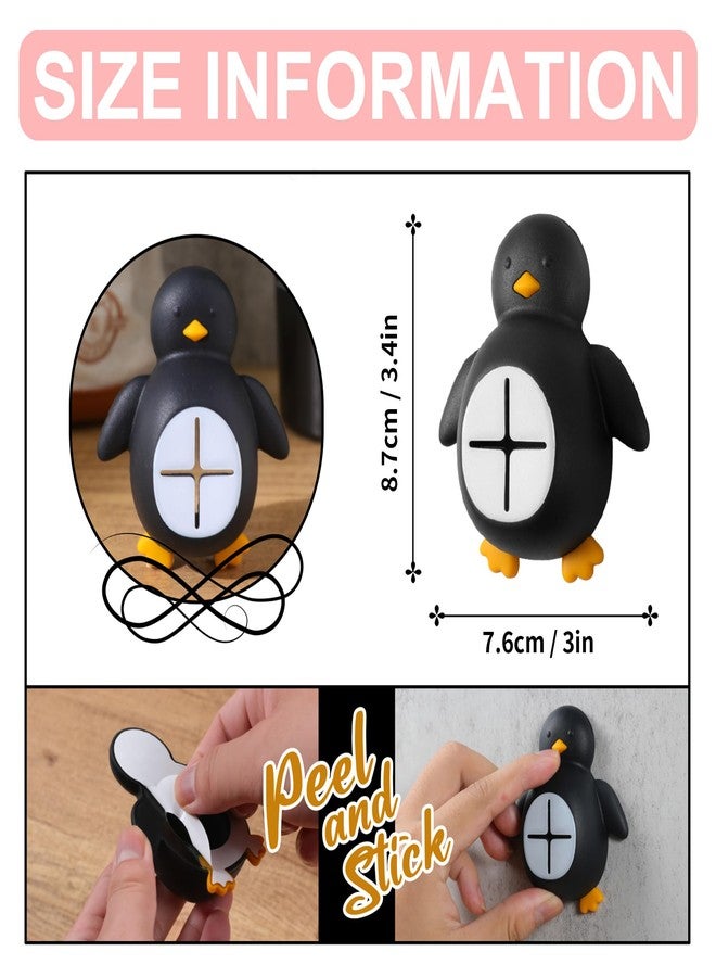 FTONENI Penguin Silicone Kitchen Towel Hook, Cute Adhesive Push Pull Holder for Dish Rags, Hand Towels, Gloves, Sponge, Bathroom & Kitchen Wall Hooks, Gift for Women Men Friends Home Decor - FGD525 - Image 2